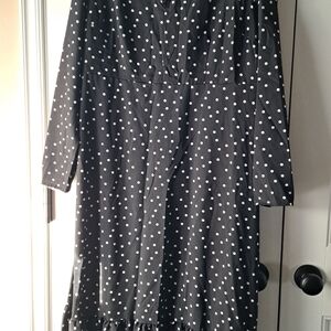 SHEIN Black and White Polka Dot Long Sleeve Dress